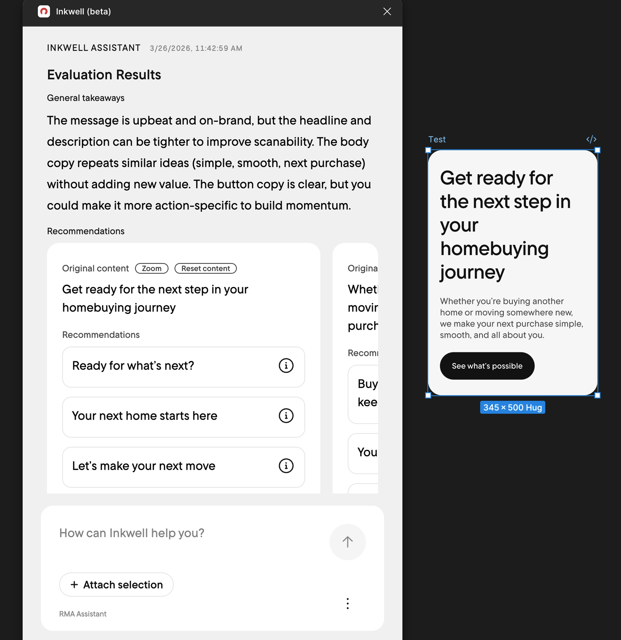 Inkwell AI assistant – evaluating and rewriting content in real time